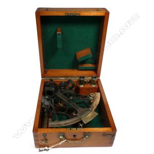 7 inch radius lacquered brass curved pattern framed sextant,…