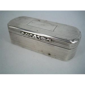 A Victorian silver table snuff box, oblong, engine-turned and…