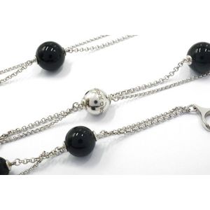 Georg Jensen silver & onyx sphere sautoir necklace marked Georg…