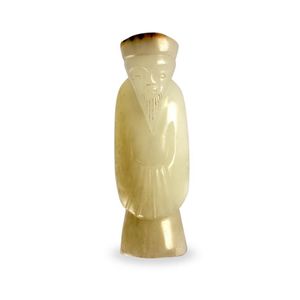 A carved Chinese figure, Qing dynasty, the stone of creamy…