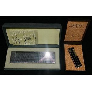 A cased silver metal table cigarette lighter, marked Dupont,…