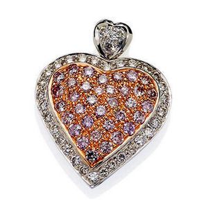 Pink Diamond Heart Pendant with Diamond Surround - Pendants/Lockets ...