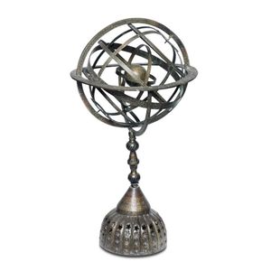 An Anglo-Indian brass armillary sphere on stand, the horizon…