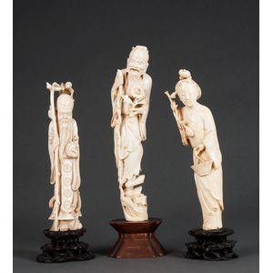 Three Chinese ivory figures, early 20th century, including Shou&hellip;