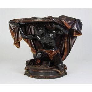 A rare polychrome decorated and carved blackamoor console table,…