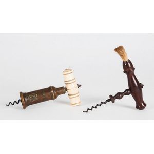 A Kings Pattern screw thread telescopic cork screw, English…
