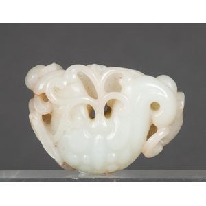 White Jade Lotus Carving, Qing Dynasty - Jade - Oriental