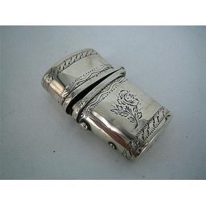 A George III match case, tapered oval section, engraved and…