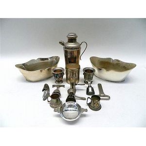 A Carrington cocktail shaker, together with silver plate…