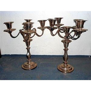 A pair of Hecworth reproduction Old Sheffield plate five branch…