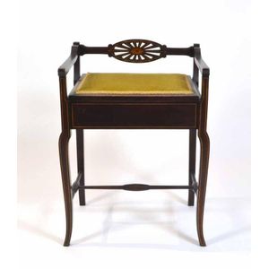 Edwardian mahogany piano stool, early 20th century, decorated…