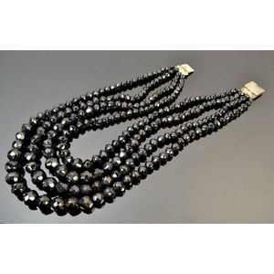 Art Deco French jet beaded necklace, c.1930's, with silver&hellip;