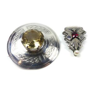 Scottish Kilt Pin and Lapel Brooch with Citrine and Pearls - Brooches ...