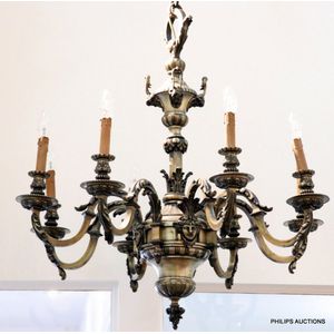 A large Mazarin style eight branch bronze chandelier, circa…