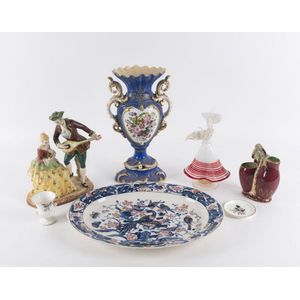 An Italian porcelain urn and statue, a Murano glass figure, a&hellip;