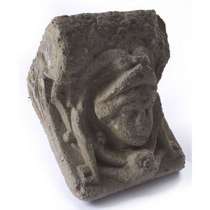 A medieval carved stone Corbel, possibly 11th century or later,…