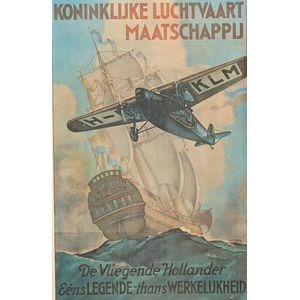 An antique Klm advertising poster C. 1920, some wear consistent…