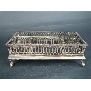An 18th century silver standish, rectangular, with gadrooned…