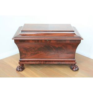 A Regency mahogany wine sarcophagus supported on four claw feet.&hellip;