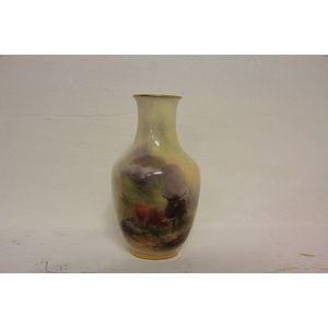 A Royal Worcester procelain vase, painted with highland cattle.…