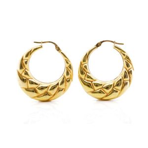 9ct Gold Creole Hoop Earrings, 27mm, 3.3g - Earrings - Jewellery