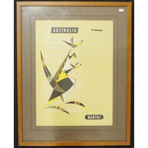 Original QANTAS Airline 'Australia' poster circa 1950s, printed…