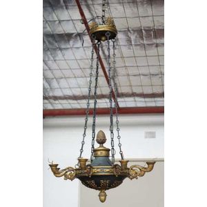 Good Empire bronze and ormolu chandelier light with central…