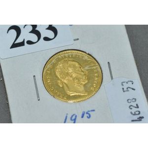 Austrian Ducat gold coin 1915 with Imperator Rex Bohem head