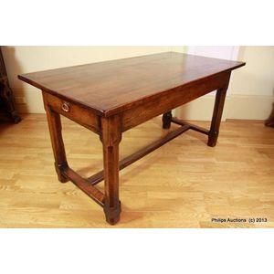 A small restored French elm farm table, 18th century and later,…