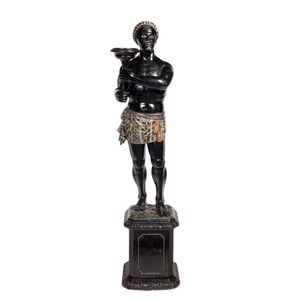 A Italian polychrome and lacquer standing blackamoor figure,…