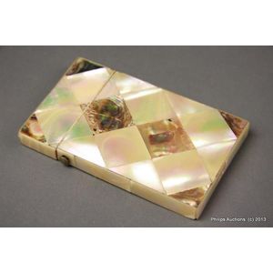 A Victorian lady's shell inlaid card case, late 19th century,…