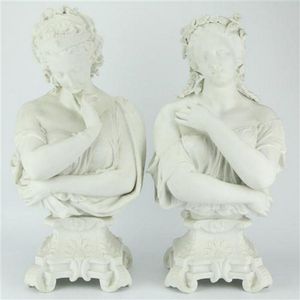 Parian ware pair of busts modelled as two classical ladies,…