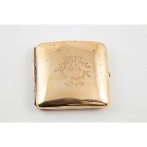 15ct gold cigarette case by Reuben Watts of Auckland, plain…