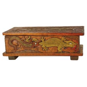 A Jane Brenkley carved wood 'Friendship' box, the hinged lid…