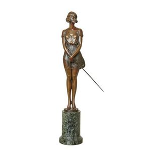Bruno Zach, 1891 - 1945, girl with crop, bronze on marble…