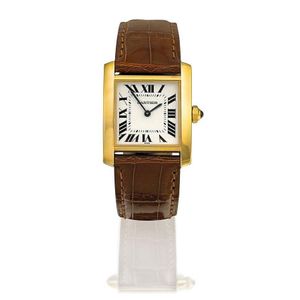 Cartier Tank Francaise Midsize 1821 18K Yellow Gold Champagne Diamond Bezel