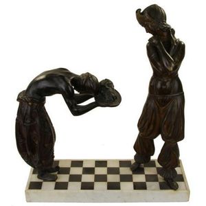 Bouraine bronze figure group depicting the Queen of Sheba &…
