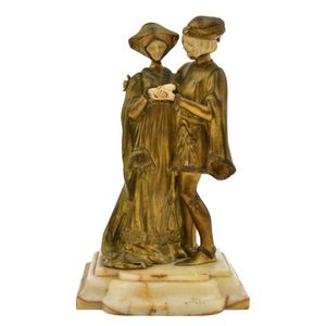 An Art Deco cold-painted bronze and ivory figural group, Louis…