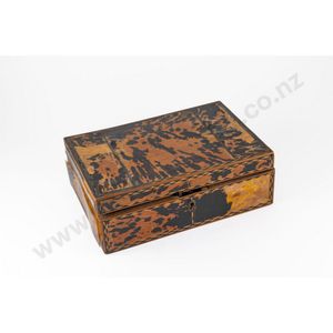 Victorian tortoiseshell sewing box oblong shape, interior with…