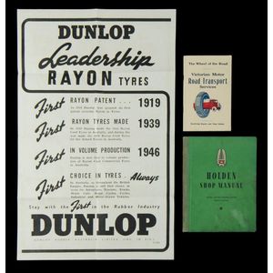 Trucking time table, Dunlop poster & Holden manual. Dunlop…