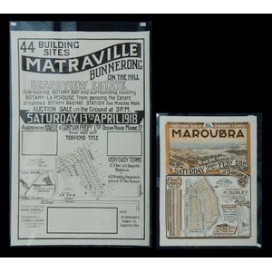 Poster plan of auction sale Crown Landslots in Maroubra, 1918.…