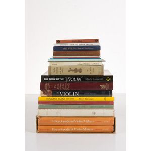 A collection of reference books on the violin, including…