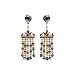 9ct Gold Cleopatra Style Earrings with Sapphire and Pearl Drops ...