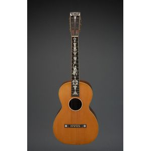 American guitar, circa 1900, the ebonised fingerboard and…