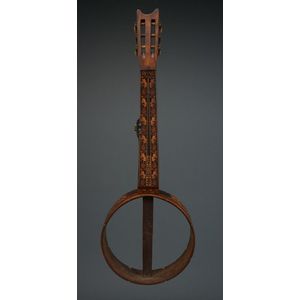 English banjo, circa 1870, the fingerboard and resonator…