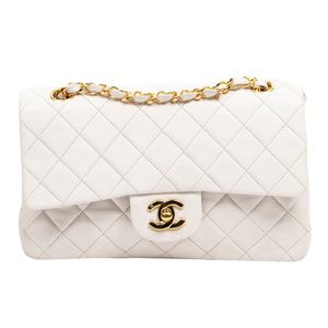 Ivory Chanel Double Flap Shoulder Bag with Gold Hardware - Handbags ...