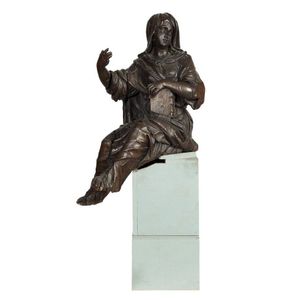 A large and an impressive pair of carved oak figures, Flemish,…