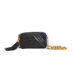 Black Quilted Leather Chanel Camera Bag with Chain Strap - Handbags ...