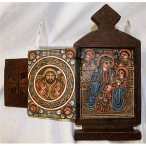 A possibly Ethiopian (?) tabernacle containing scenes of Christ,…