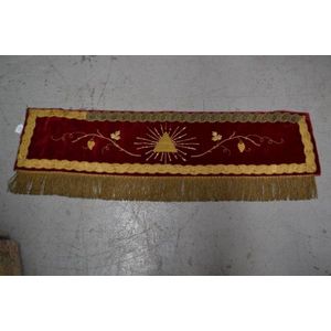 Altar pelmet 19th century French, red velvet, embroided with…